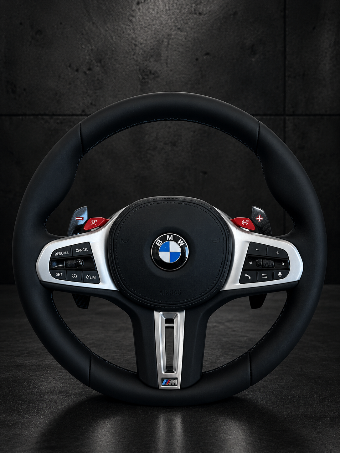 Volante BMW M Performance Silver Trim Botones M Rojos