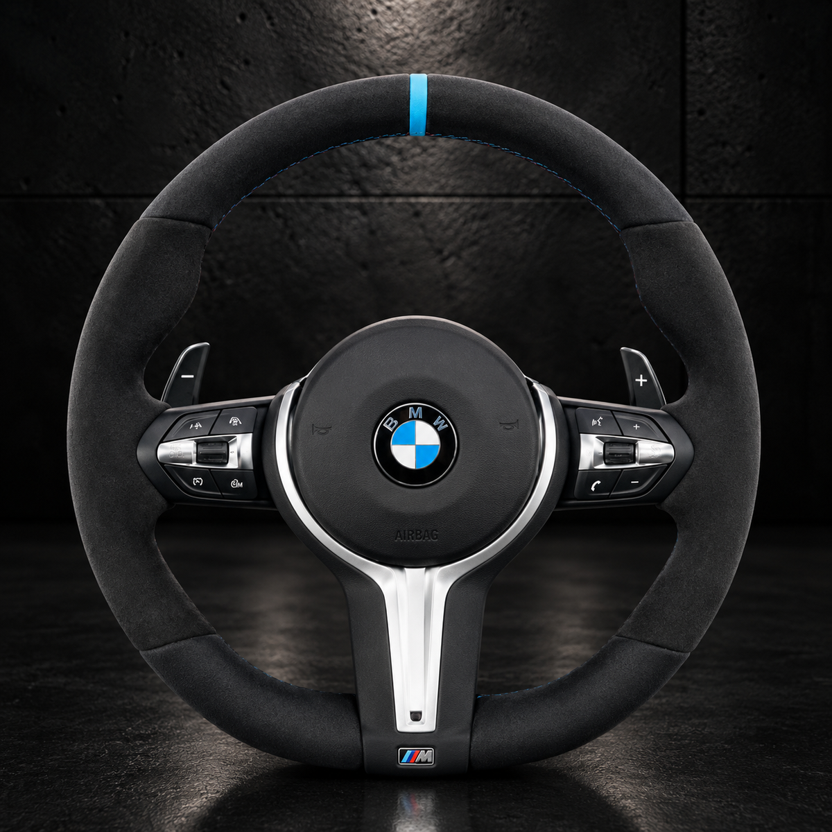 Volante BMW M Alcantara Franja Azul Claro