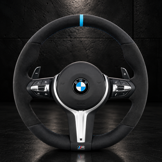 Volante BMW M Alcantara Franja Azul Claro