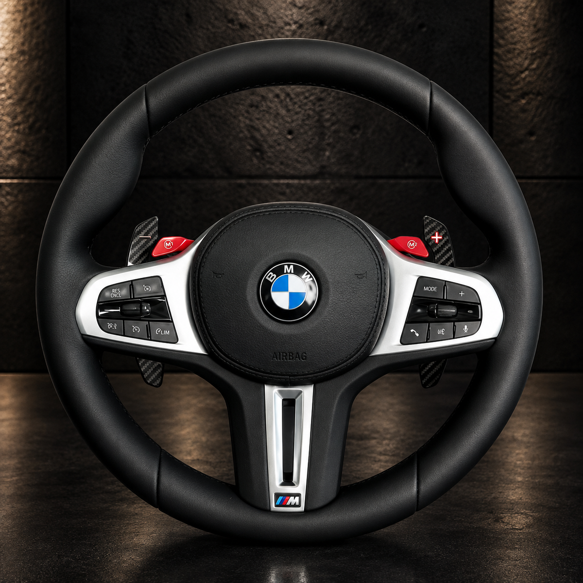 Volante BMW M Cuero Silver Trim Levas Carbono